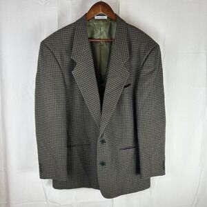 Vintage Yves Saint Laurent Sport Coat Mens 44R Brown Green Wool Houndstooth 90s